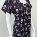 Navy Blue Floral Printed Alpine Fabric Nighty Soft & Breathable