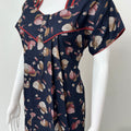 Navy Blue Floral Printed Alpine Fabric Nighty Soft & Breathable