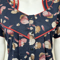 Navy Blue Floral Printed Alpine Fabric Nighty Soft & Breathable