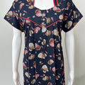 Navy Blue Floral Printed Alpine Fabric Nighty Soft & Breathable