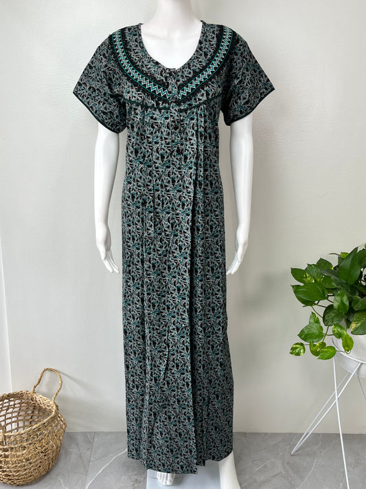 Dark Green Digital Print Alpine Nightgown for Women