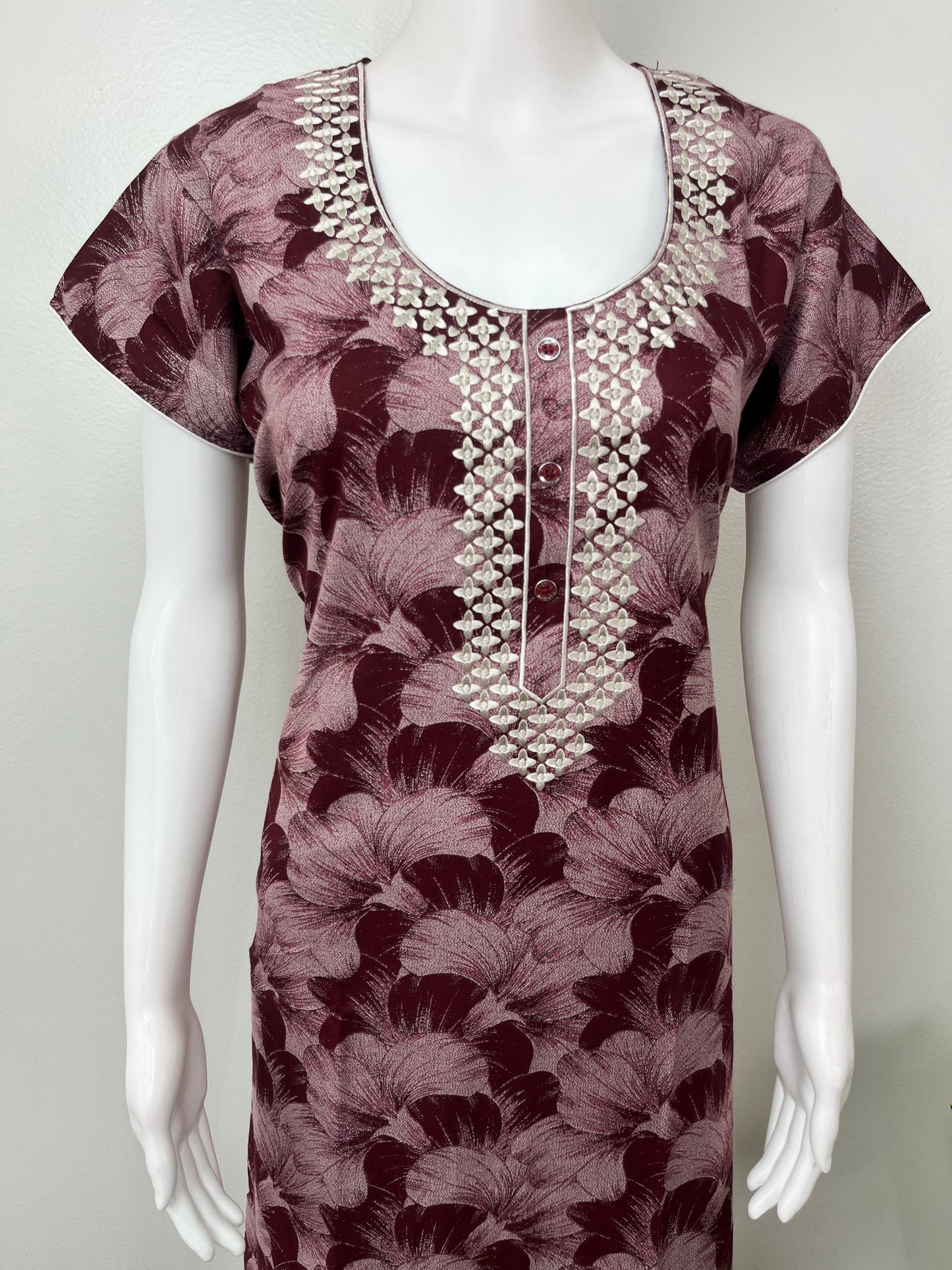 Maroon Premium Alpine Embroidered Nightgown