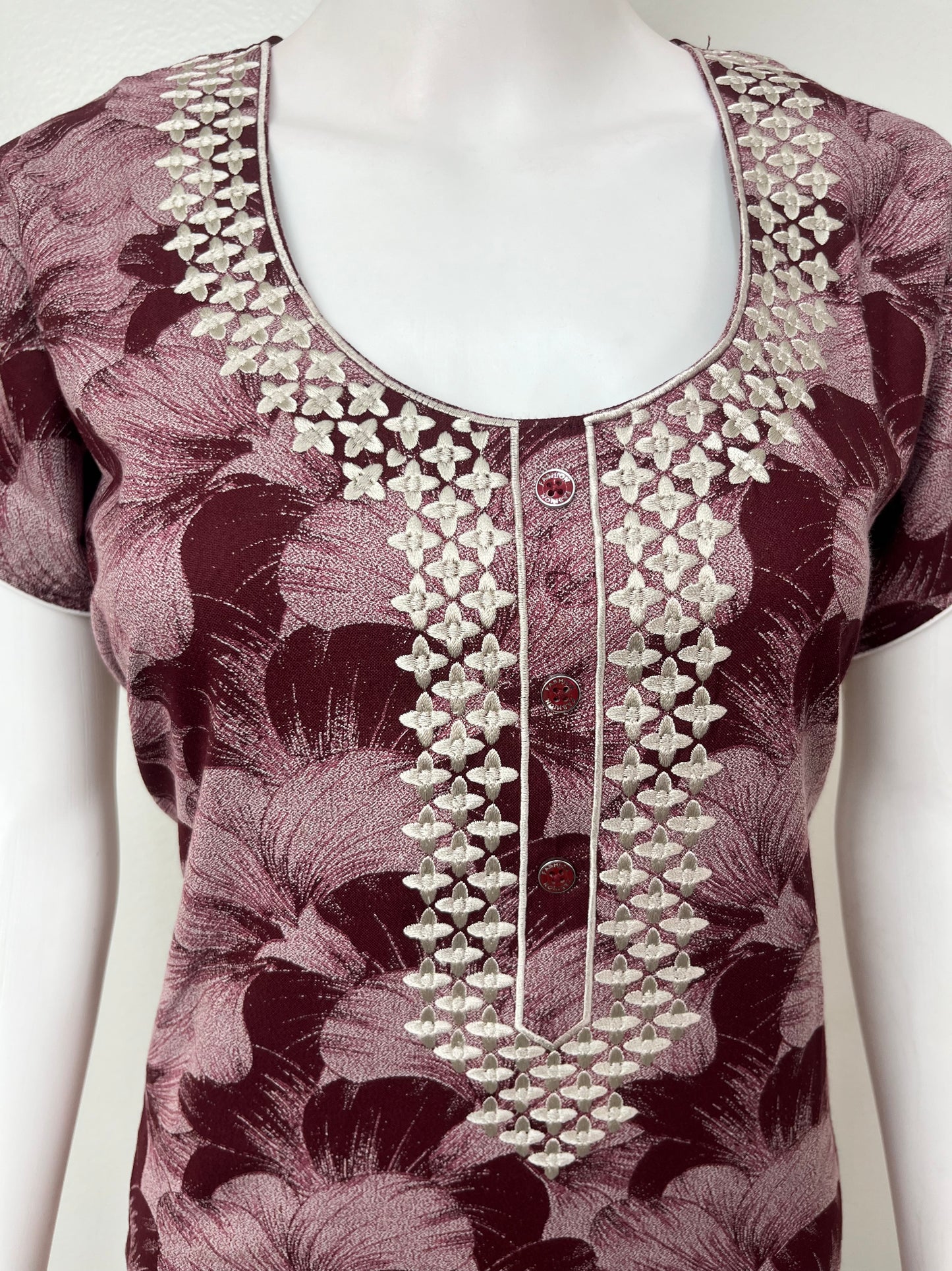 Maroon Premium Alpine Embroidered Nightgown