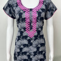 Black Elegant Comfort Embroidered Alpine Nighty