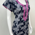 Black Elegant Comfort Embroidered Alpine Nighty
