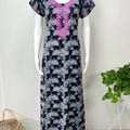 Black Elegant Comfort Embroidered Alpine Nighty