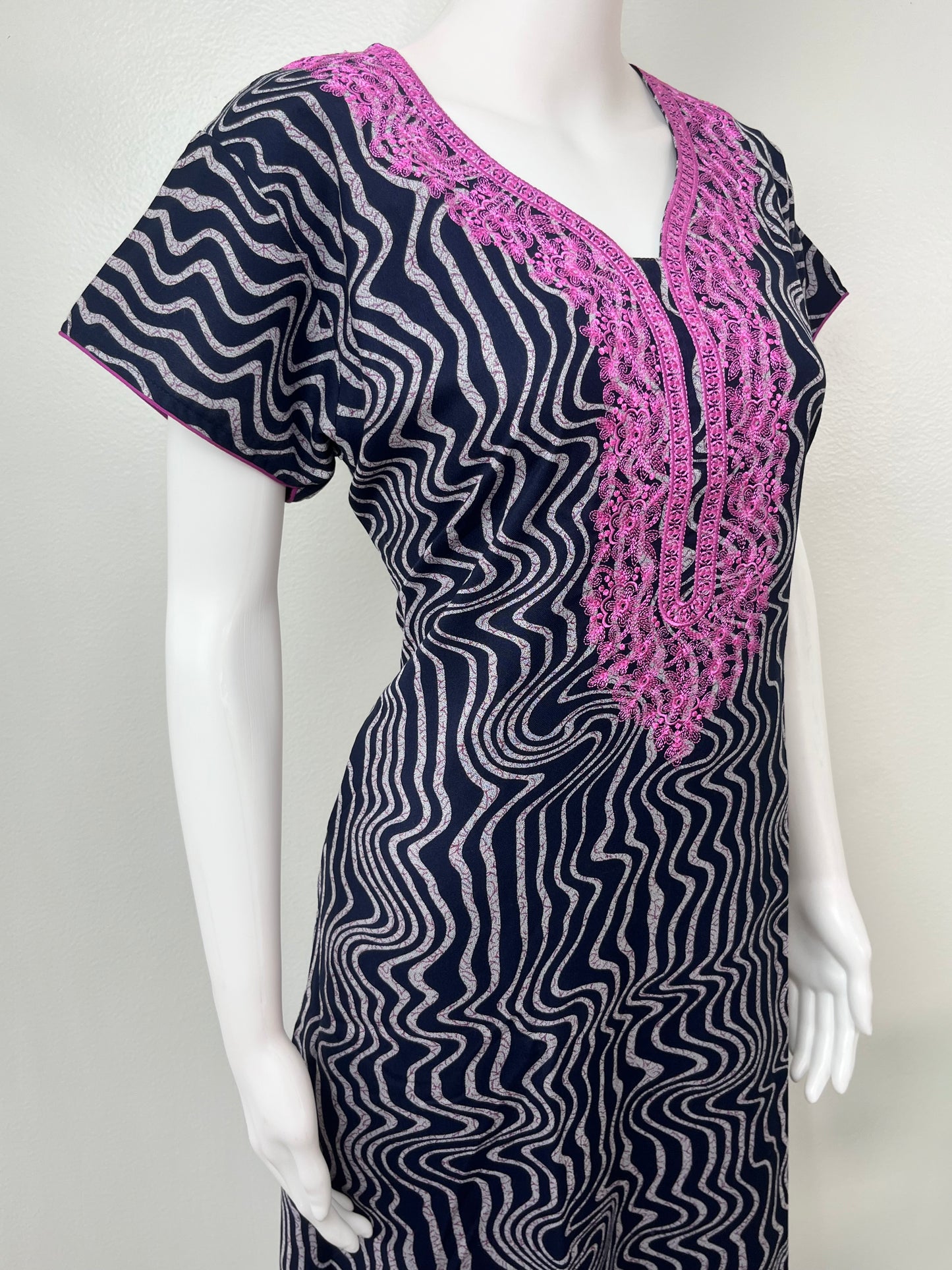 Navy Blue Timeless Embroidered Alpine Nightgown