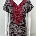Brown Embroidery Alpine Fabric Nighty