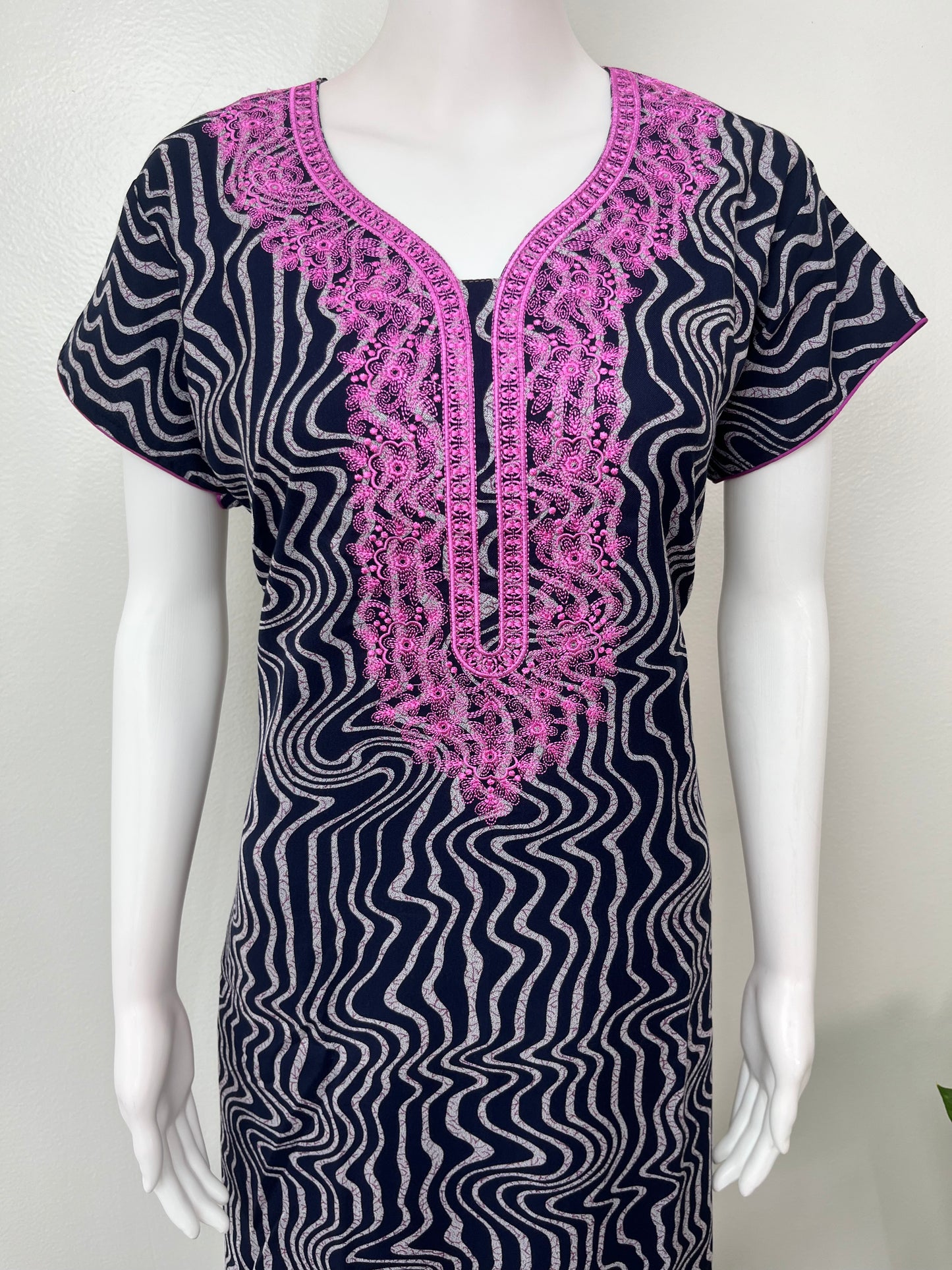 Navy Blue Timeless Embroidered Alpine Nightgown