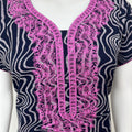 Navy Blue Timeless Embroidered Alpine Nightgown