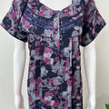Navy Blue Printed Alpine Nighty for Women