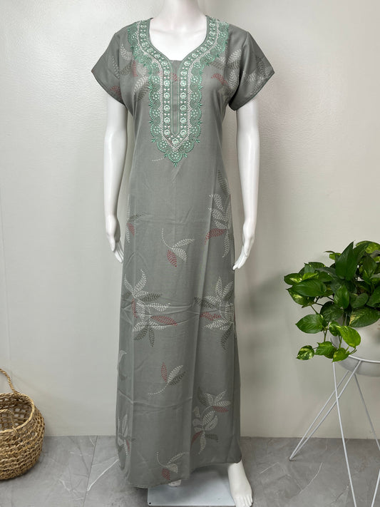 Grey Printed Alpine Nightgown for Women