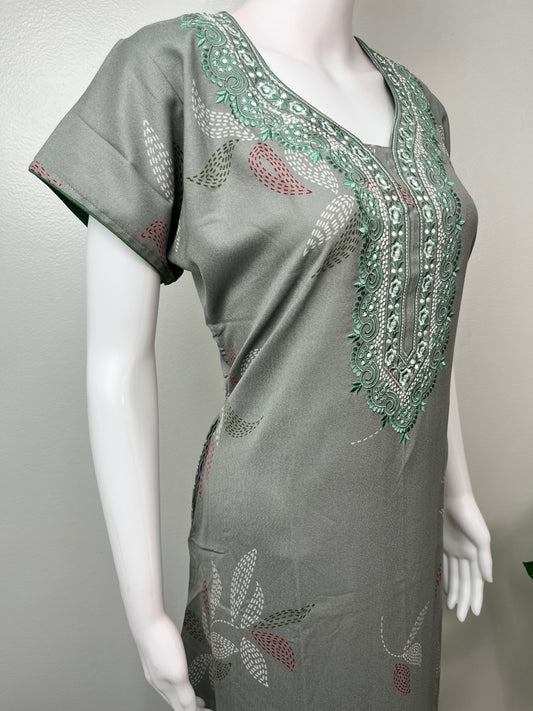 Grey Printed Alpine Nightgown for Women