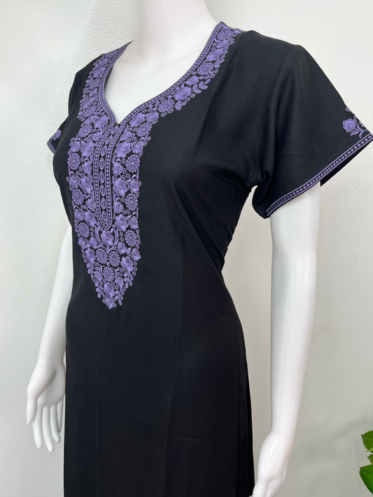 Black Premium Alpine Embroidered Nightgown