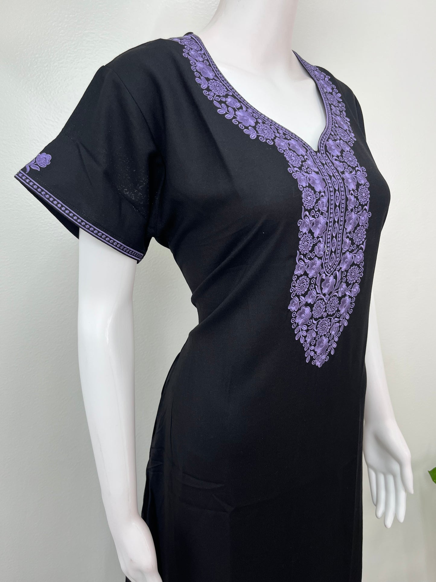 Black Premium Alpine Embroidered Nightgown