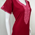 Red Delicate Embroidery Alpine Nighty