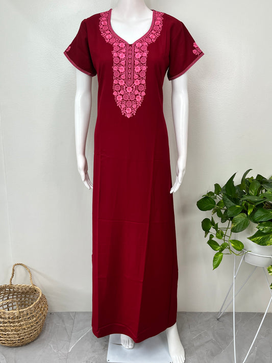 Red Delicate Embroidery Alpine Nighty