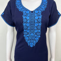 Navy Blue Alpine Bliss Embroidered Nightgown