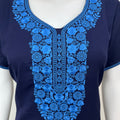 Navy Blue Alpine Bliss Embroidered Nightgown