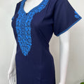 Navy Blue Alpine Bliss Embroidered Nightgown