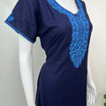 Navy Blue Alpine Bliss Embroidered Nightgown