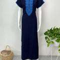 Navy Blue Alpine Bliss Embroidered Nightgown