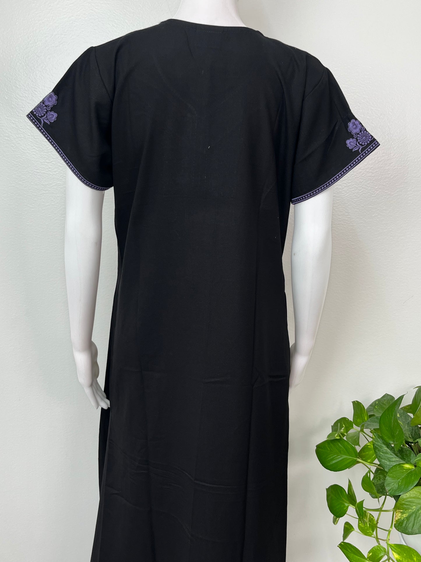 Black Premium Alpine Embroidered Nightgown