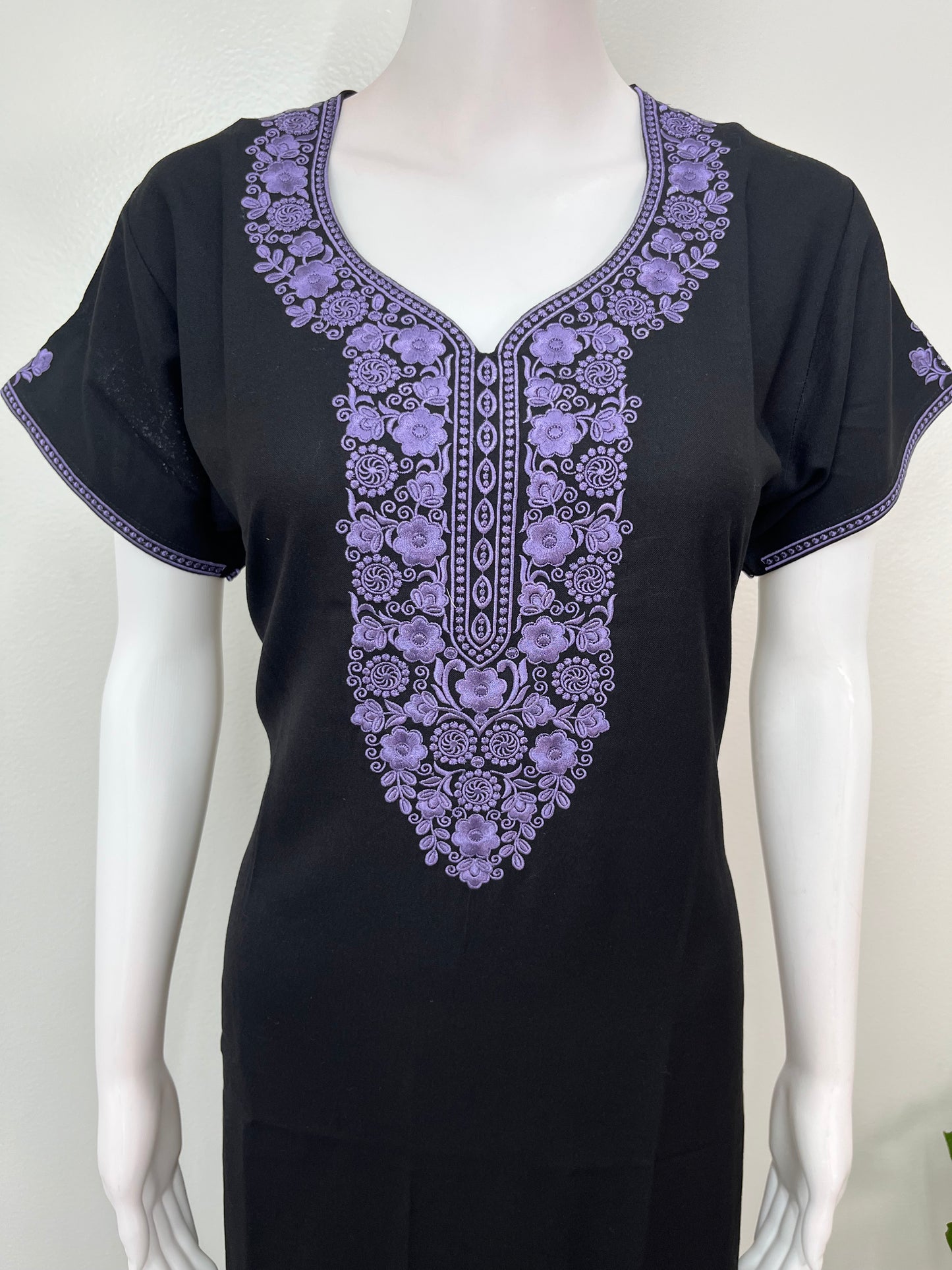 Black Premium Alpine Embroidered Nightgown