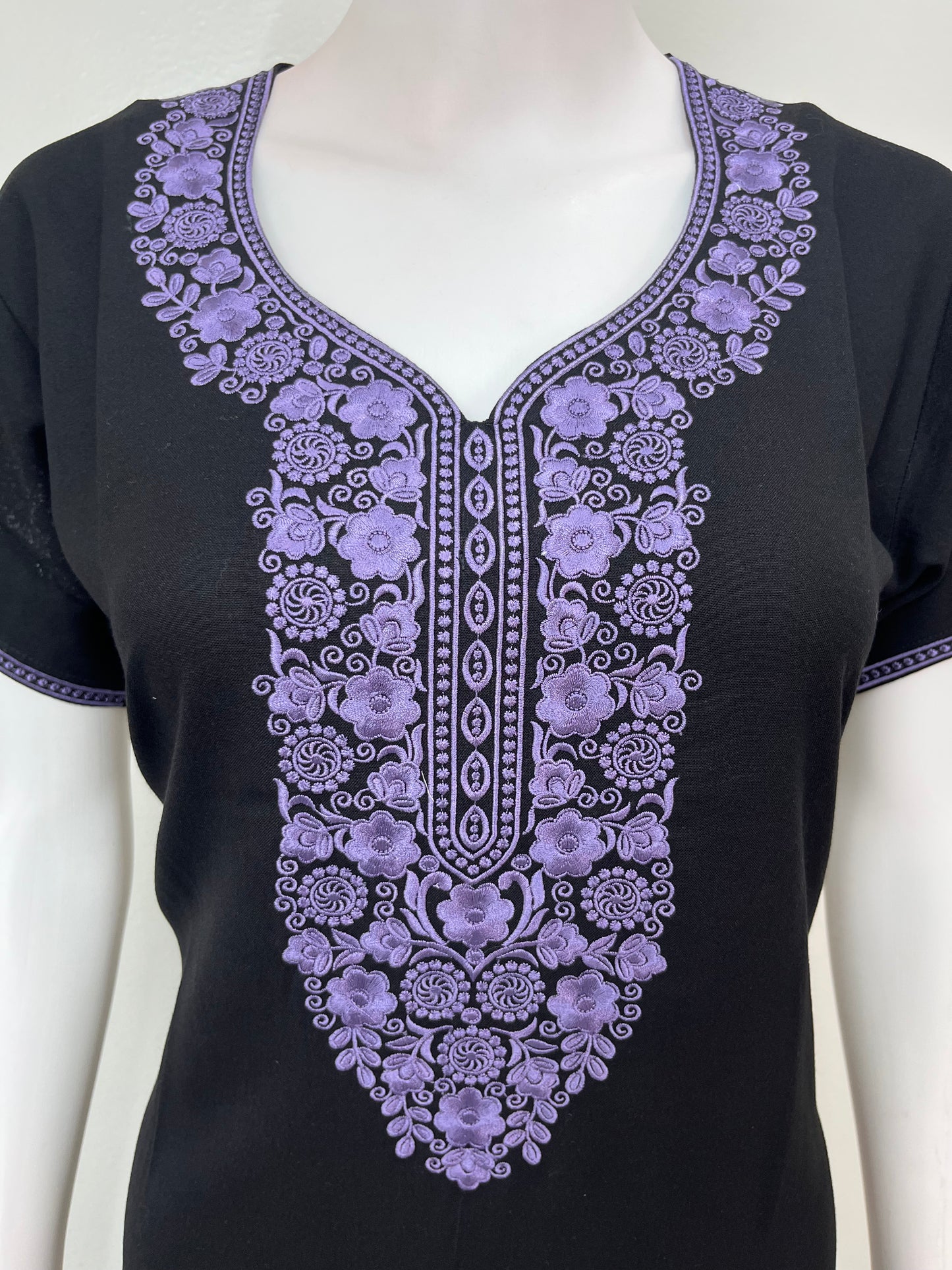 Black Premium Alpine Embroidered Nightgown