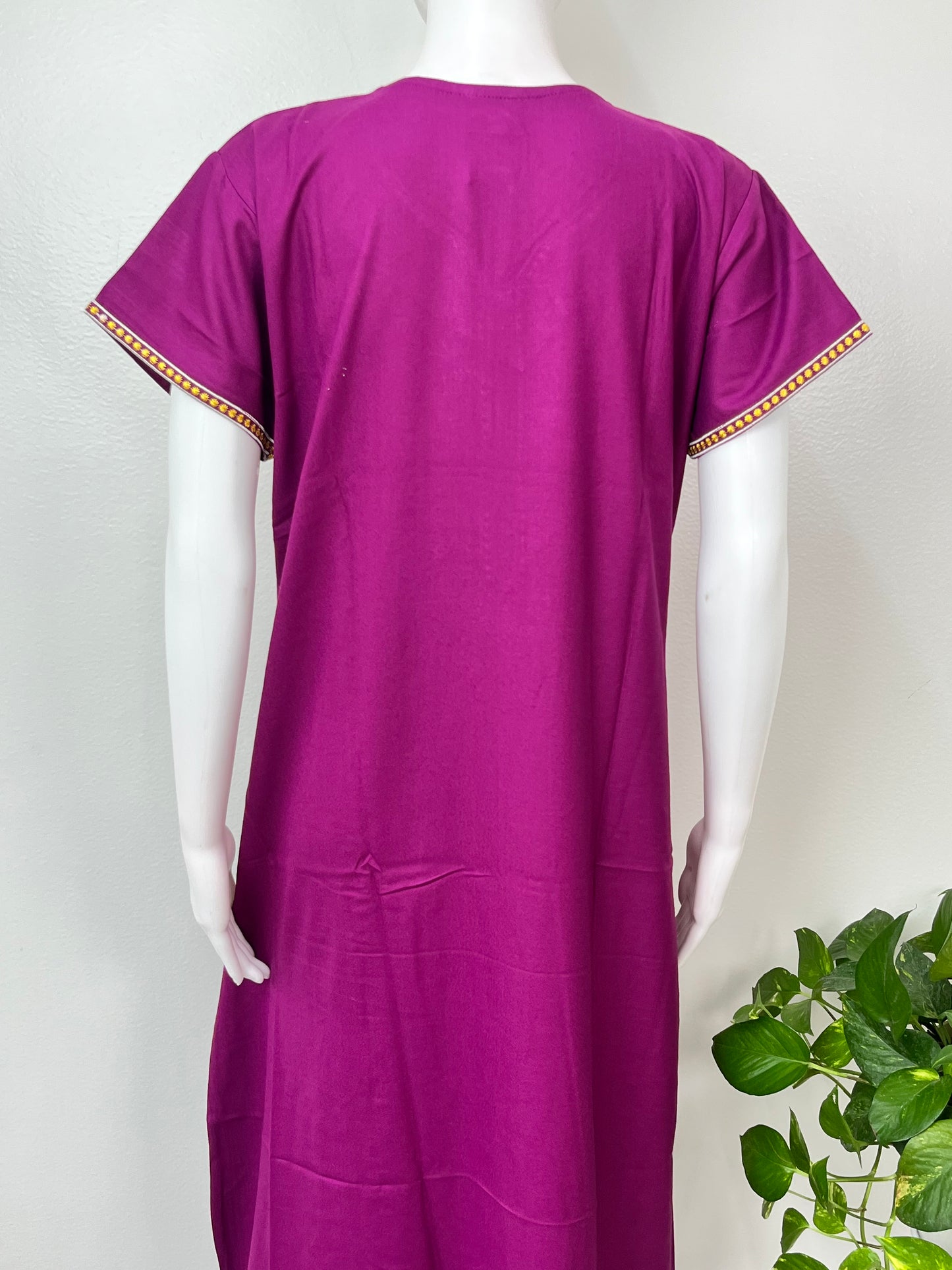 Purple Graceful Alpine Nightgown with Embroidery