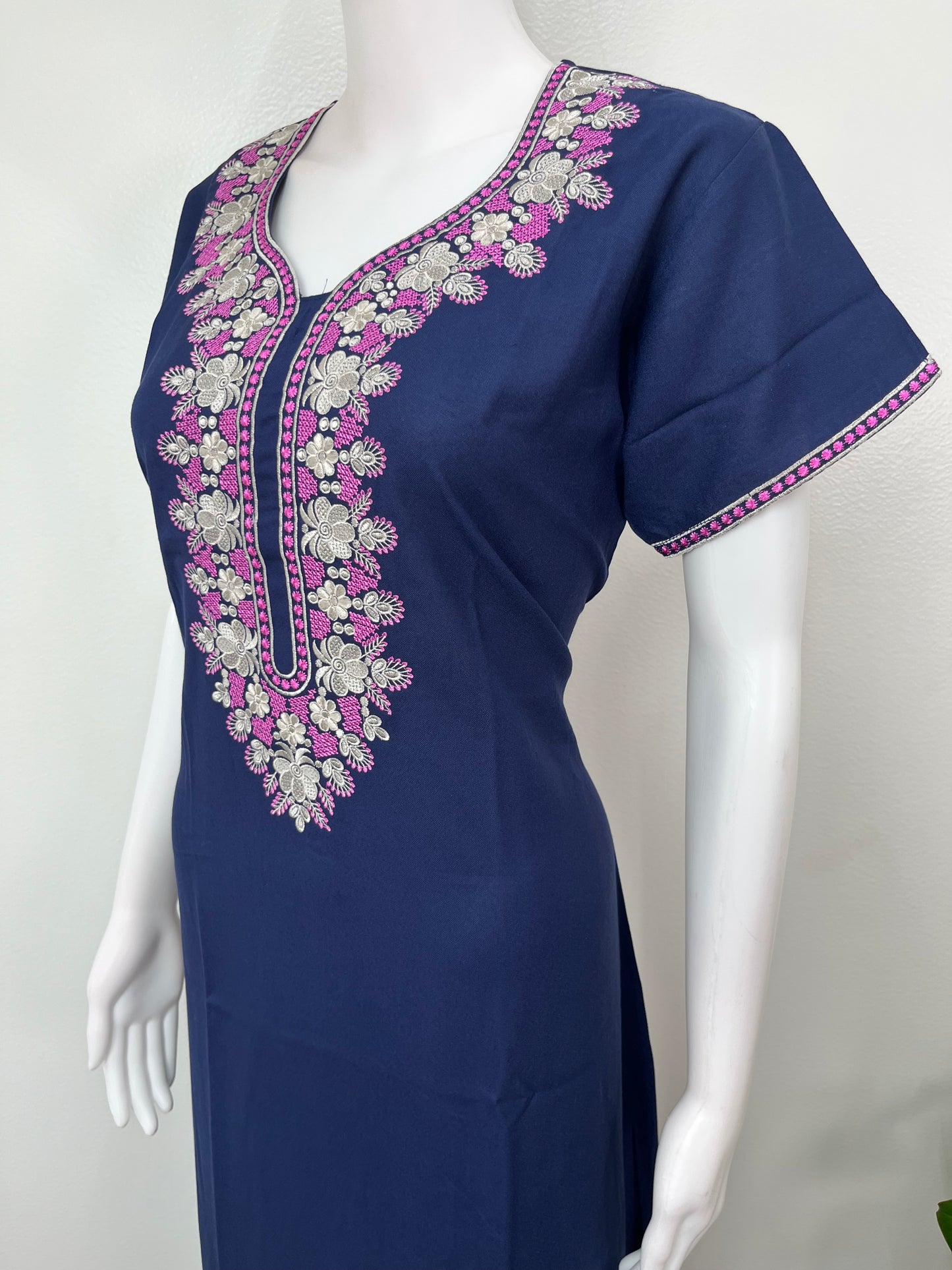Navy Blue Timeless Embroidered Alpine Nightgown
