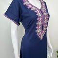 Navy Blue Timeless Embroidered Alpine Nightgown