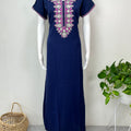 Navy Blue Timeless Embroidered Alpine Nightgown