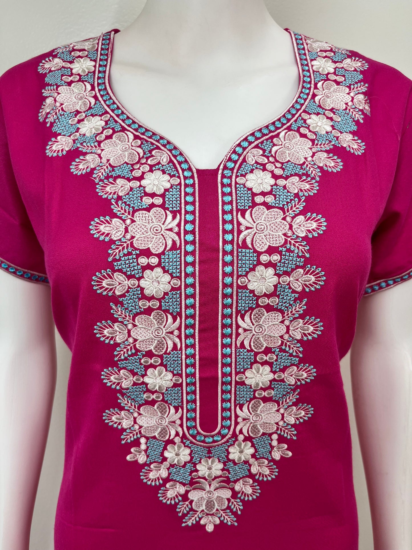 Hot Pink Delicate Embroidered Alpine Nighty