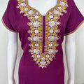 Purple Graceful Alpine Nightgown with Embroidery