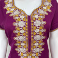 Purple Graceful Alpine Nightgown with Embroidery