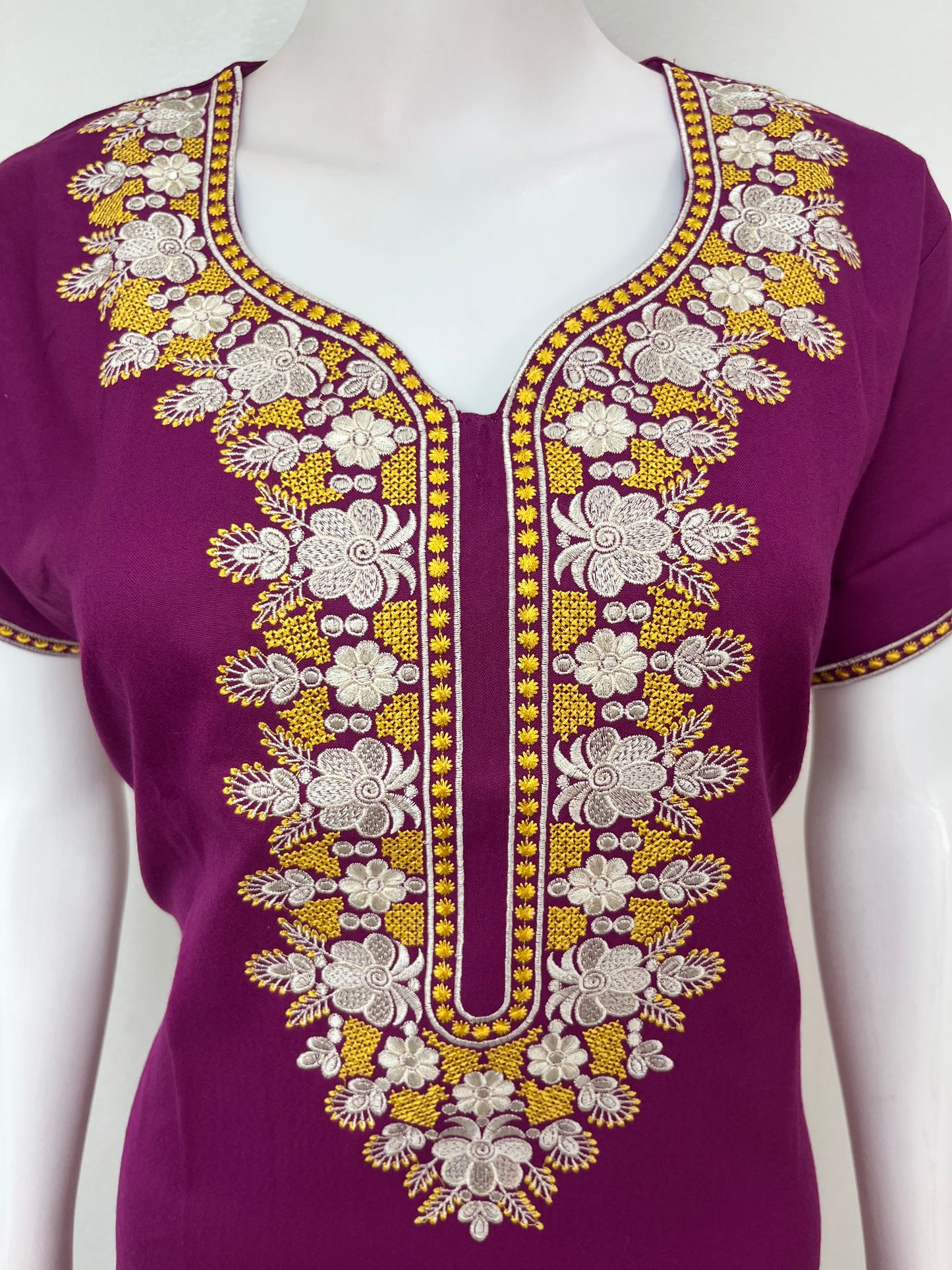 Purple Graceful Alpine Nightgown with Embroidery