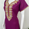 Purple Graceful Alpine Nightgown with Embroidery