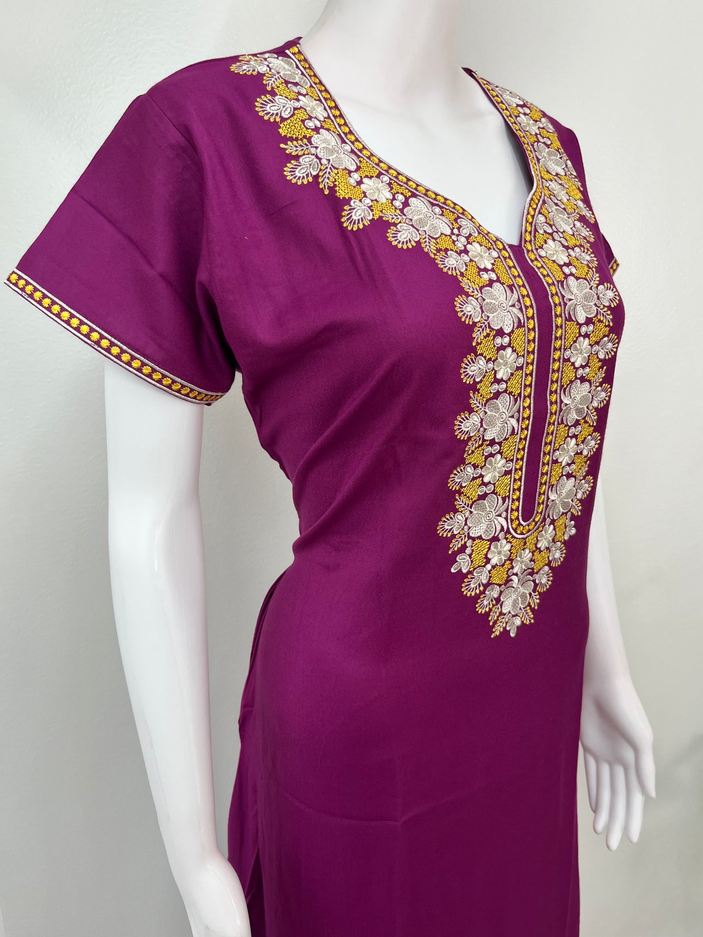 Purple Graceful Alpine Nightgown with Embroidery