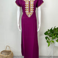 Purple Graceful Alpine Nightgown with Embroidery