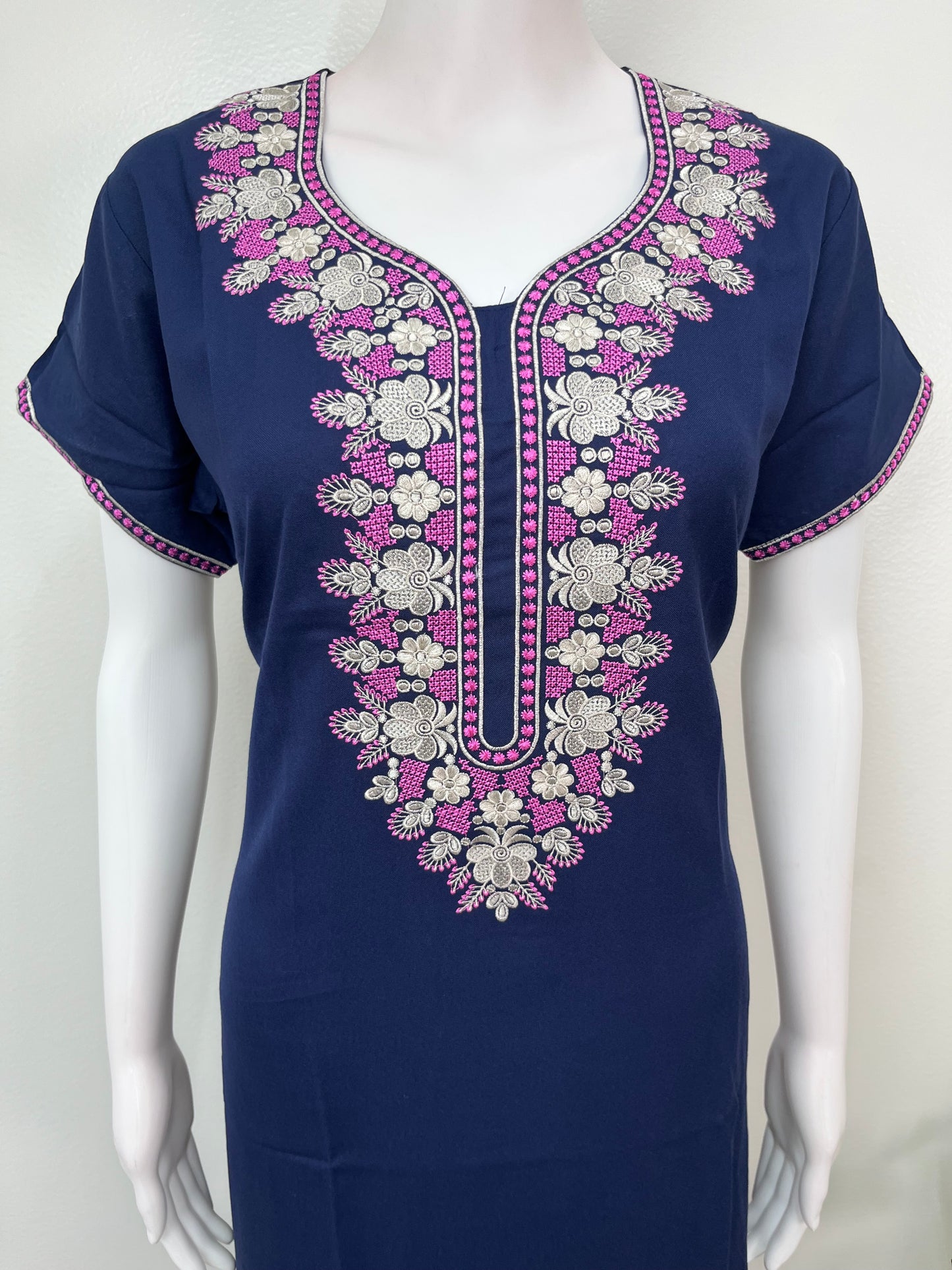 Navy Blue Timeless Embroidered Alpine Nightgown