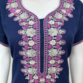Navy Blue Timeless Embroidered Alpine Nightgown