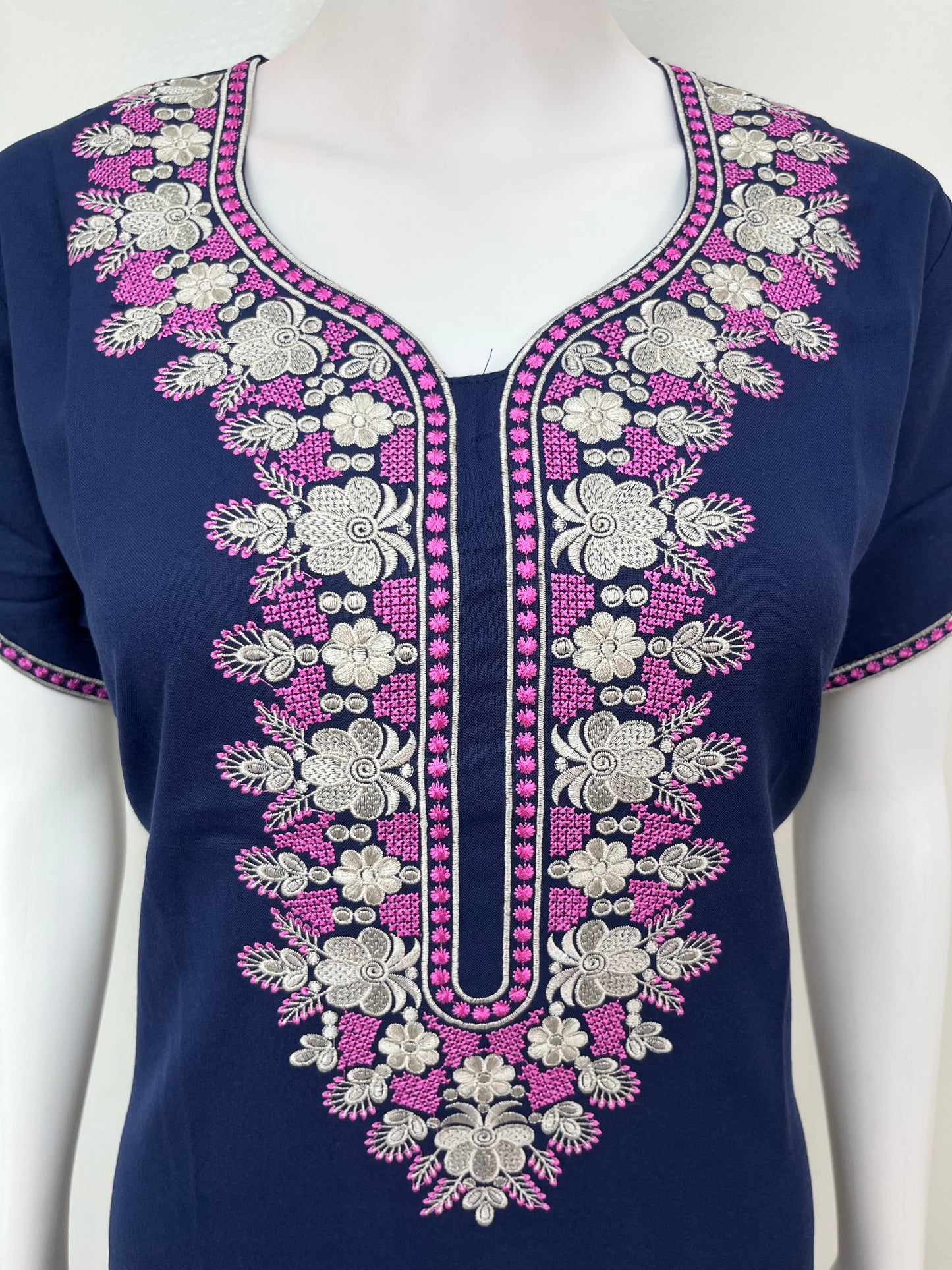 Navy Blue Timeless Embroidered Alpine Nightgown