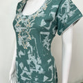 Green Alpine Fabric Embroidered Nighty