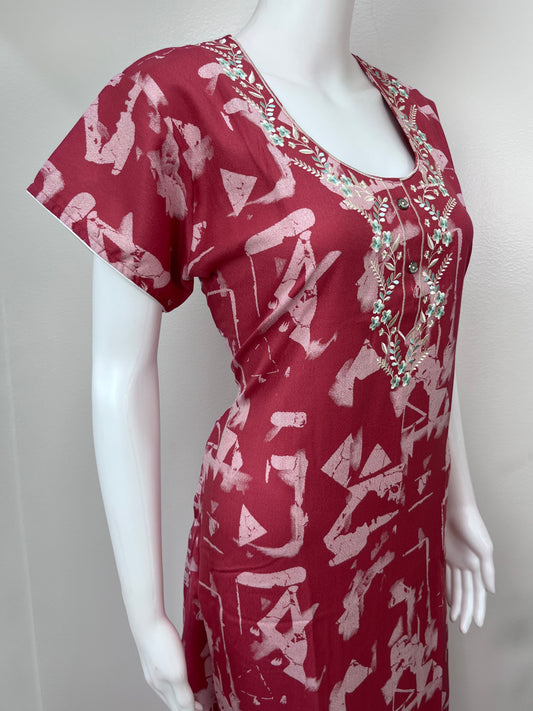 Pink Alpine Fabric Nighty for Women