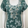 Green Alpine Fabric Embroidered Nighty