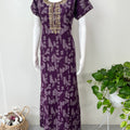 Purple Delicate Embroidery Alpine Fabric Nighty