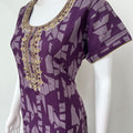 Purple Delicate Embroidery Alpine Fabric Nighty