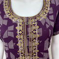 Purple Delicate Embroidery Alpine Fabric Nighty