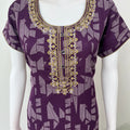 Purple Delicate Embroidery Alpine Fabric Nighty